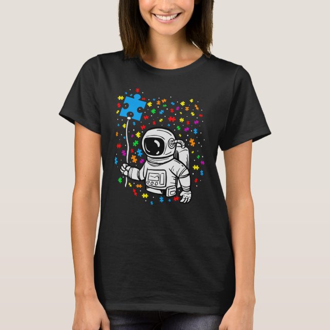 Astronaut Balloon Autism Space Kids Boy T Shirt (Framsida)