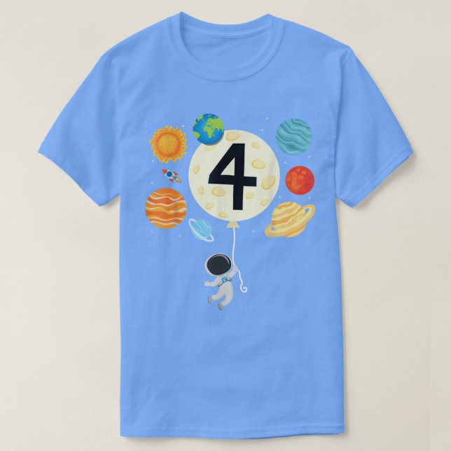 Astronaut Balloon Planets 4e födelsedagen Space 4  T Shirt (Design framsida)