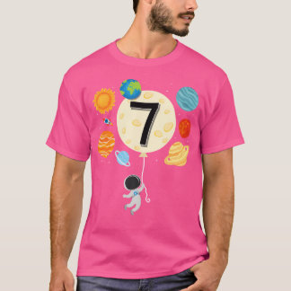 Astronaut Balloon Planets 7:e Birthday Space 7 Yea T Shirt