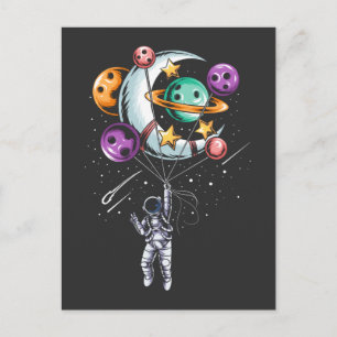 Astronaut Balloon Planets Illustrations Vykort