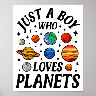 Astronaut Bara En Pojke Som Älskar Planeter Solsys Poster