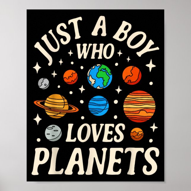 Astronaut Bara En Pojke Som Älskar Planeter Solsys Poster (Framsidan)