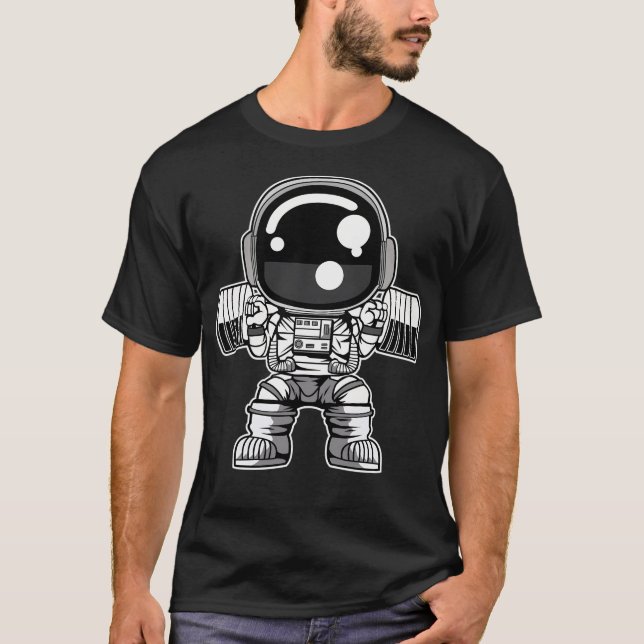 Astronaut Barbell Body Builder T Shirt (Framsida)