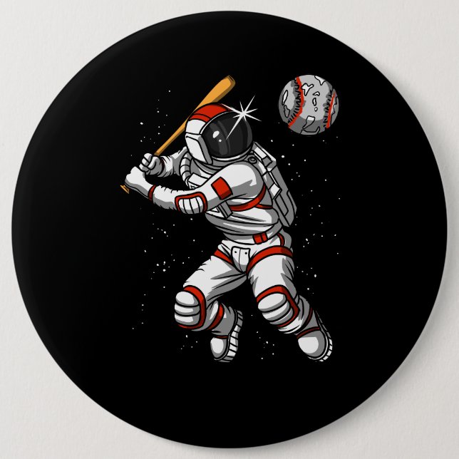 Astronaut Baseball Player Cosmic Planet Knapp (Framsida)