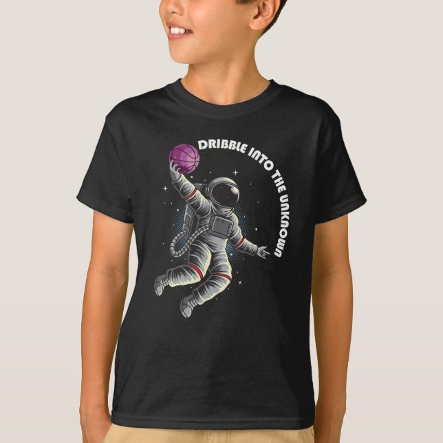 Astronaut Basketball Slam dunk i rymden T Shirt (Framsida)