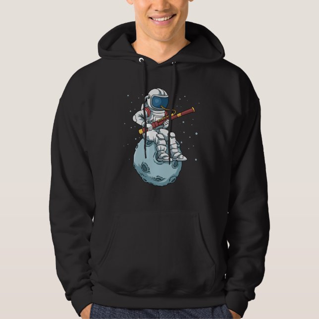 Astronaut Bassoon Band Player Bassoonist BasSnart Hoodie (Framsida)
