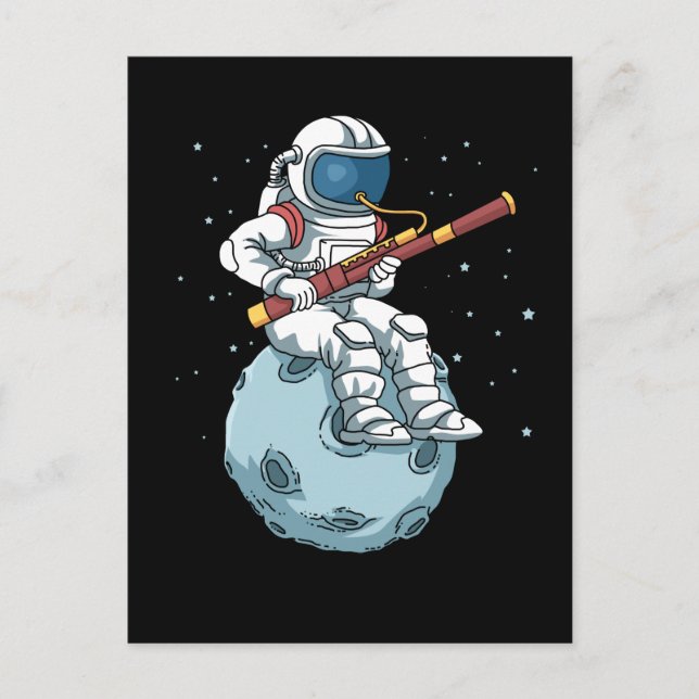 Astronaut Bassoon Band Player Bassoonist BasSnart Vykort (Framsida)