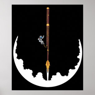 Astronaut Bassoonist Jazz Music Gifts BasSnart Poster