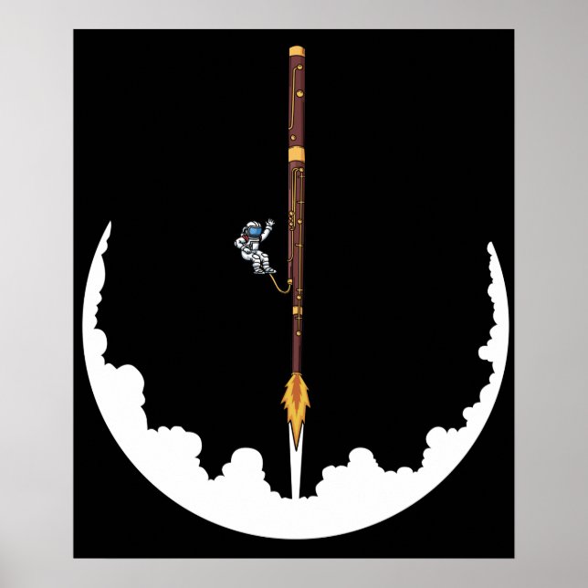 Astronaut Bassoonist Jazz Music Gifts BasSnart Poster (Framsidan)
