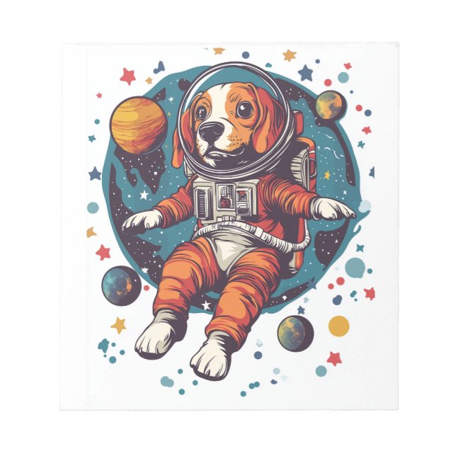 Astronaut Beagle � Rymdutforskande Hund Anteckningsblock (Framsida)