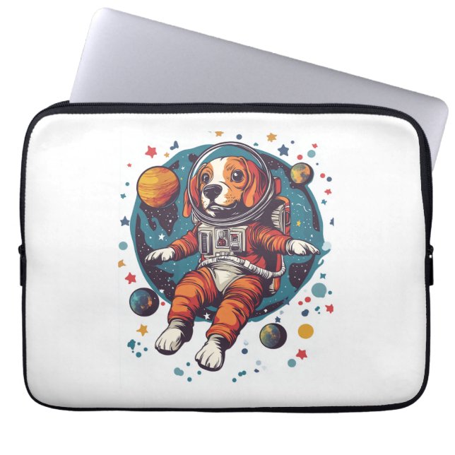 Astronaut Beagle � Rymdutforskande Hund Laptop Fodral (Framsidan)