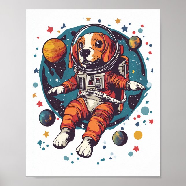 Astronaut Beagle � Rymdutforskande Hund Poster (Framsidan)