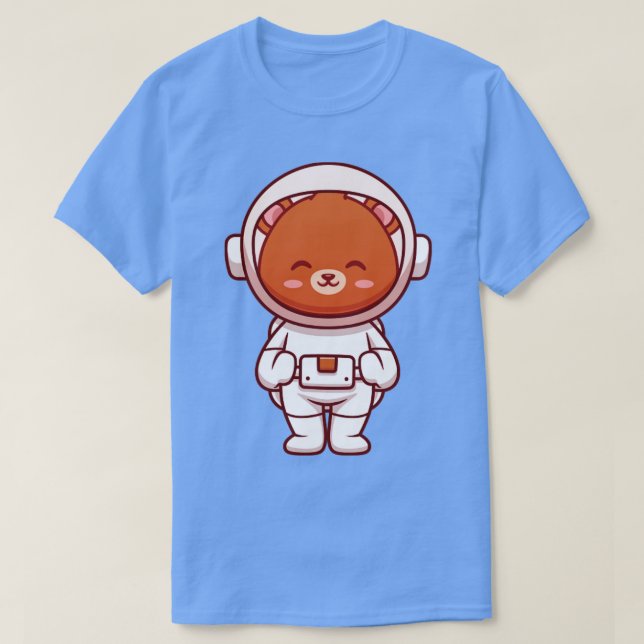 Astronaut Bear Astronaut Tecknad T Shirt (Design framsida)
