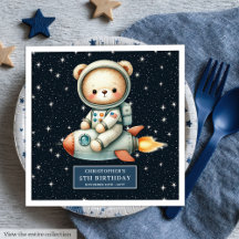 Astronaut Bear Napkins for Little Boy Birthday
