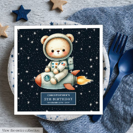 Astronaut Bear Napkins for Little Boy Birthday Pappersservett