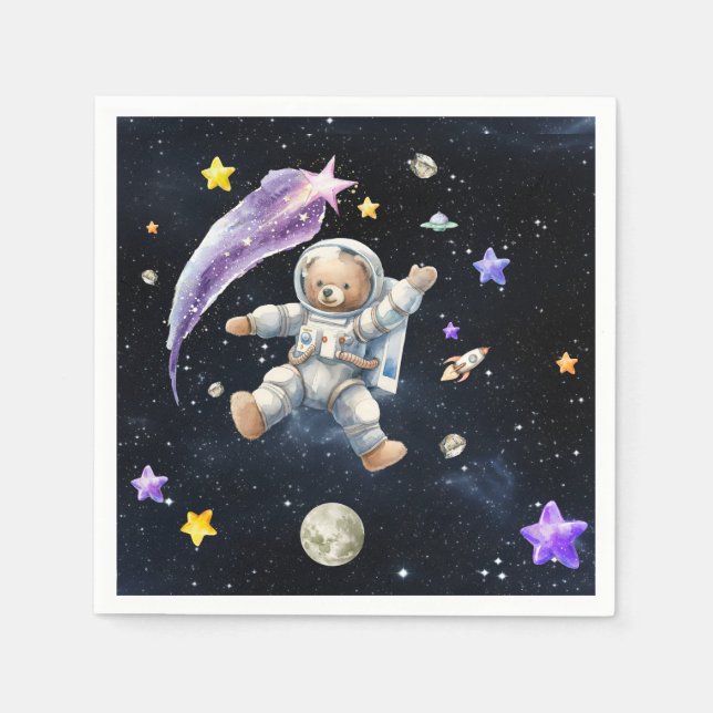 Astronaut Bear Napkins| Space-Thned Party Pappersservett (Framsidan)