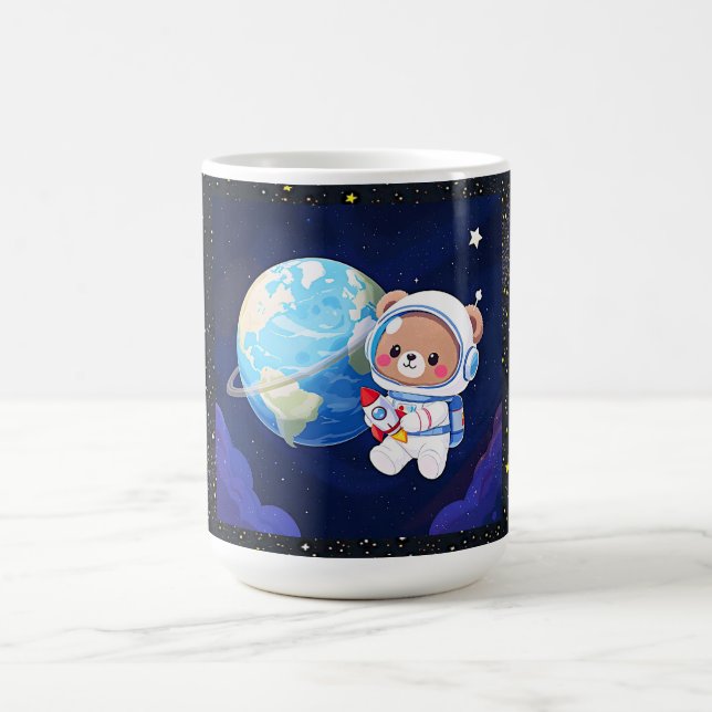 Astronaut Bear Orbiting Earth Kaffemugg (Center)