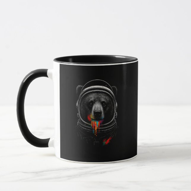 Astronaut Bear with Neon Paint Drips Cosmic Animal Mugg (Vänster)