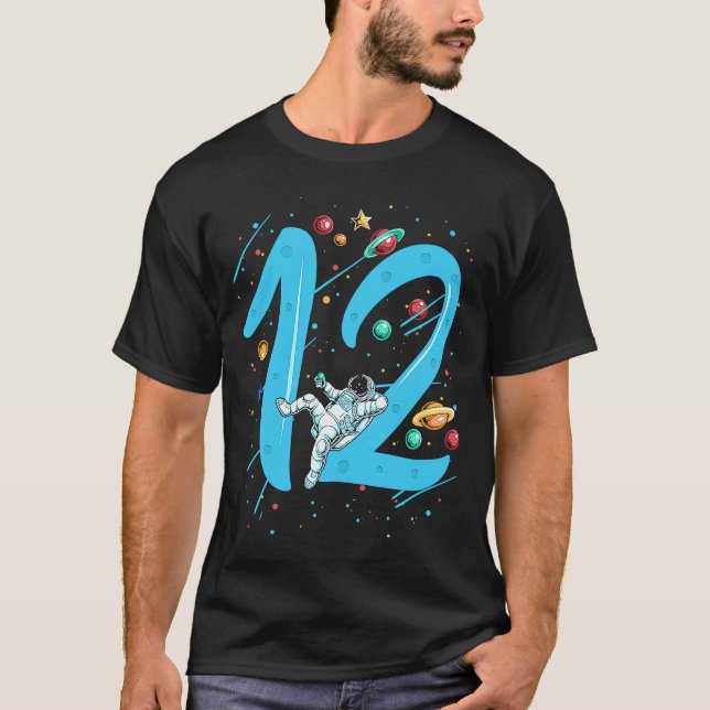Astronaut Birthday 12:e Birthday Space T for Boys Shirt (Framsida)