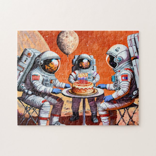 Astronaut Birthday 1 Easy Brain Art Puzzle Photo Pussel (Horisontell)