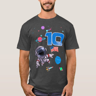 Astronaut Birthday Boy 10th Birthday 10 Years Old T Shirt