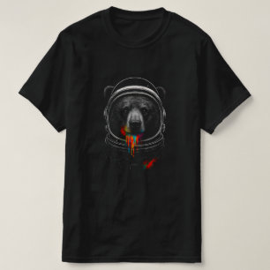 Astronaut Björn med neonfärg dropp – Kosmisk Anim T Shirt