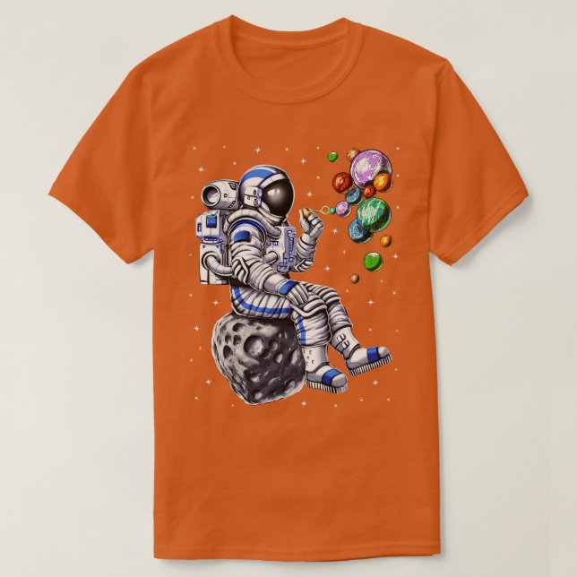 Astronaut Blowing Bubbles T Shirt (Design framsida)