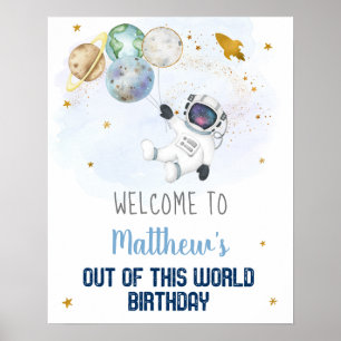 Astronaut Blue Guld Rymden Poster