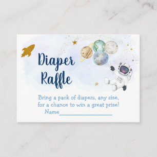 Astronaut Blue Guld Space Baby Diaper Raffle Tilläggskort