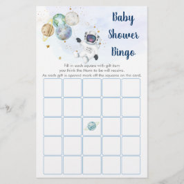 Astronaut Blue Guld Space Baby Shower Bingo Game