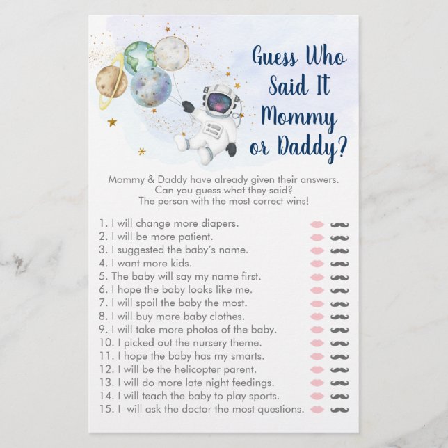 Astronaut Blue Guld Space gissar vem som sa att de (Framsida)