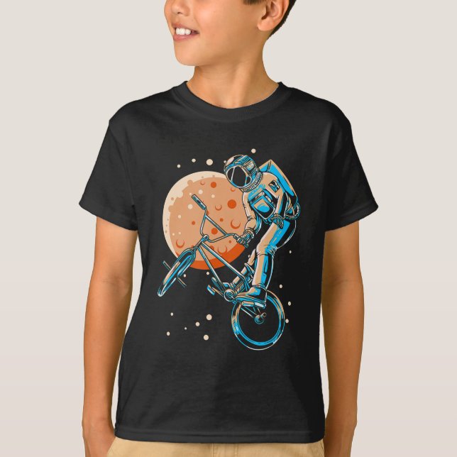 Astronaut BMX Måne Space Biker T Shirt (Framsida)