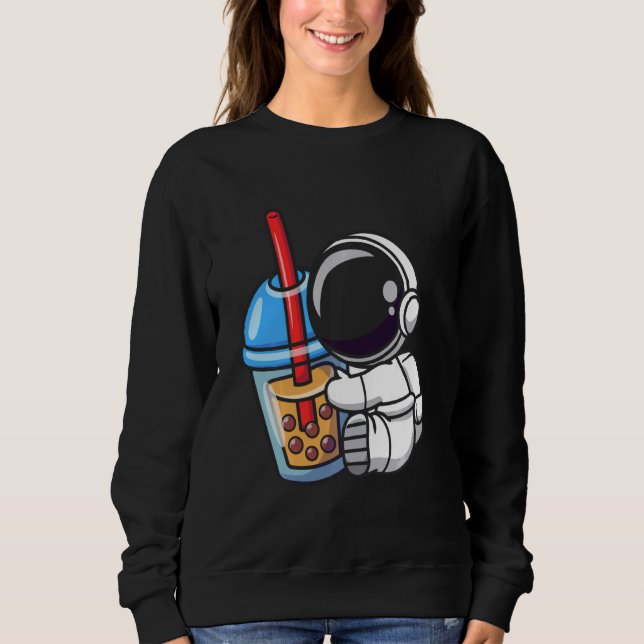 Astronaut Boba Bubble Tea T Shirt (Framsida)