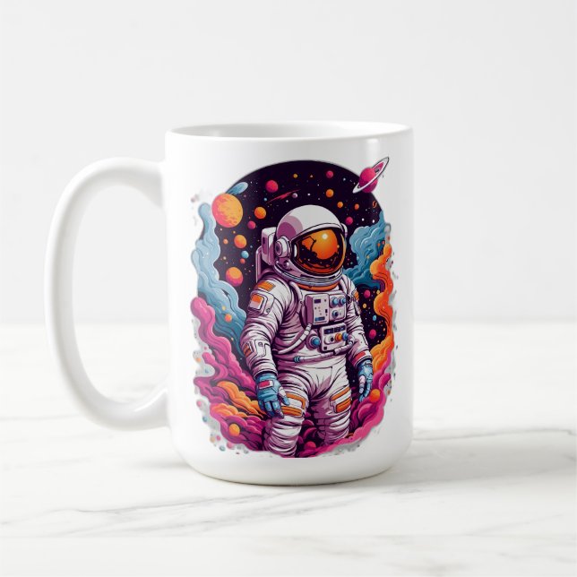 Astronaut borttappad i galaxi kaffemugg (Vänster)