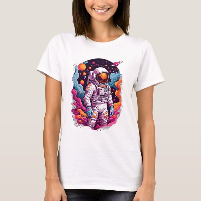 Astronaut borttappad i galaxi t shirt (Framsida)