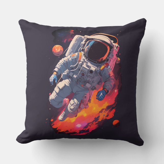 Astronaut Borttappad i Galaxy Background Kudde (Framsida)