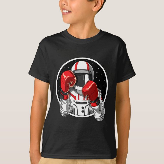 Astronaut Boxning Muay Thai Boxare Kickboxning Mar T Shirt (Framsida)