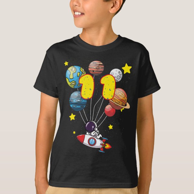 Astronaut Boy 11th Birthday Gift 11 Years Old Kids T Shirt (Framsida)