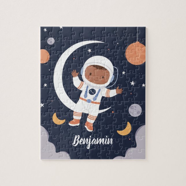 Astronaut Boy Rymden Personlig Kids Pussel (Vertikal)