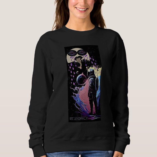Astronaut Breaking Up With Crying Moon Trippy Grap T Shirt (Framsida)