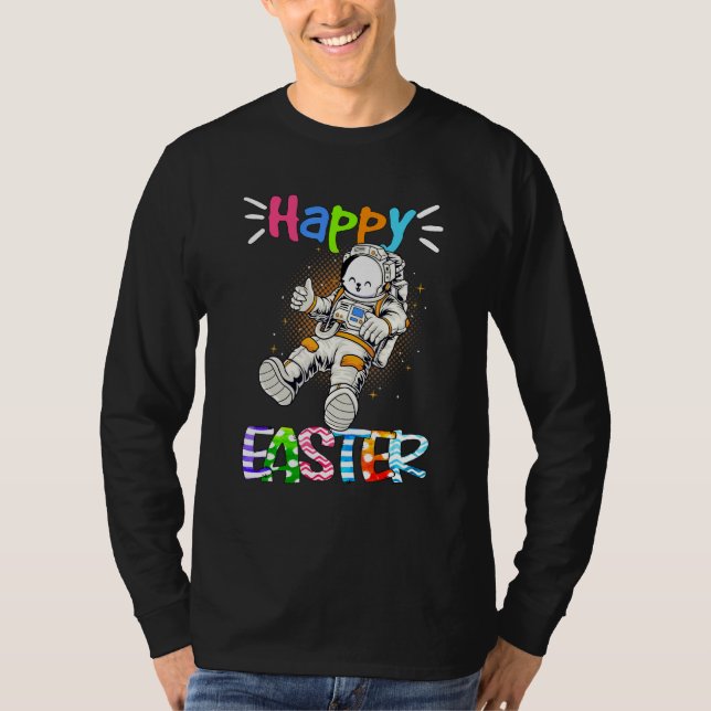 Astronaut Bunny Glad påsk Dag Rabbit Space Eggs T Shirt (Framsida)