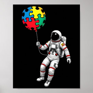Astronaut Byllon Autism Awareness Space Autistic Poster