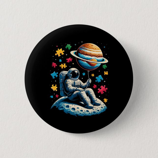 Astronaut Bylloon Autism Awareness Space Knapp (Framsida)