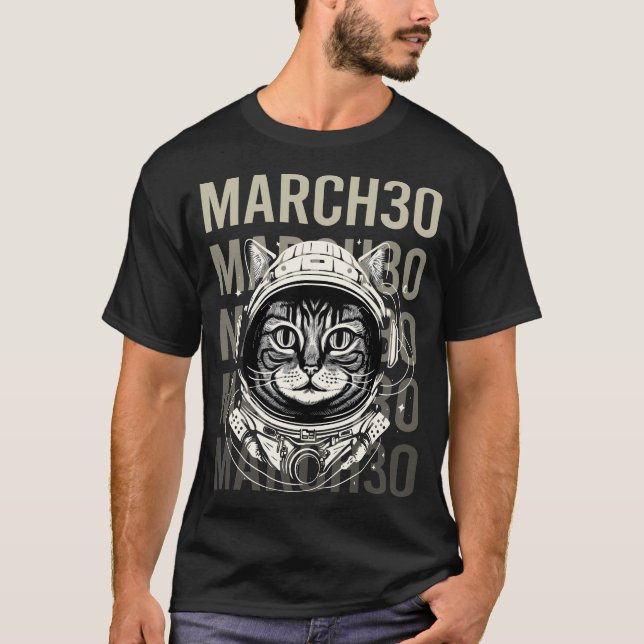 Astronaut Cat - 30 mars 30 T Shirt (Framsida)