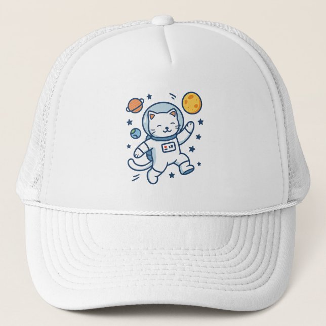 Astronaut Cat Äventyr Keps (Framsida)