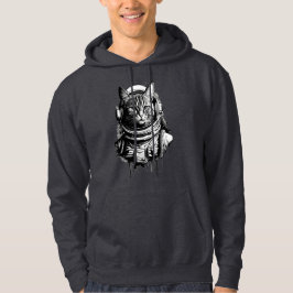 Astronaut Cat Bläck Art Hoodie