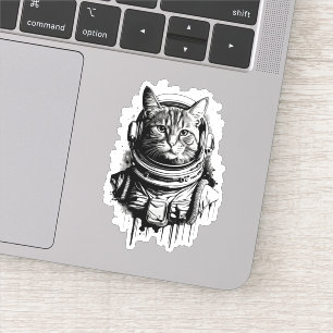 Astronaut Cat Bläck Art Klistermärken