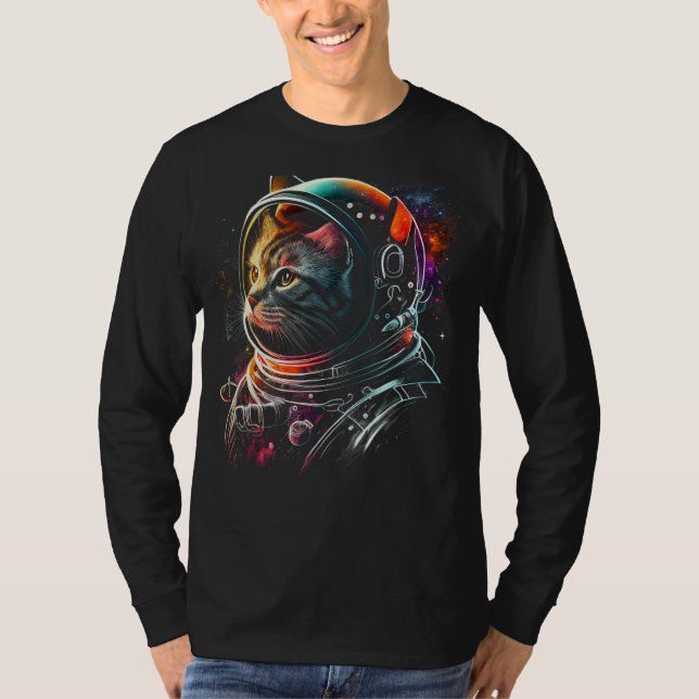 Astronaut Cat eller Funny Space Cat på Galaxy Cat  T Shirt (Framsida)