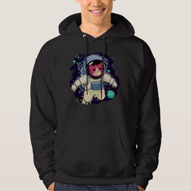 Astronaut Cat färglös Hoodie (Framsida)