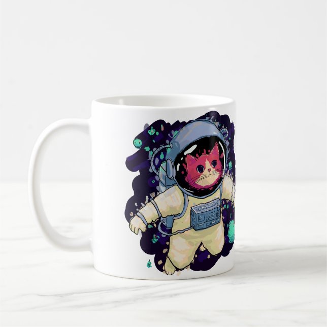 Astronaut Cat färglös Kaffemugg (Vänster)